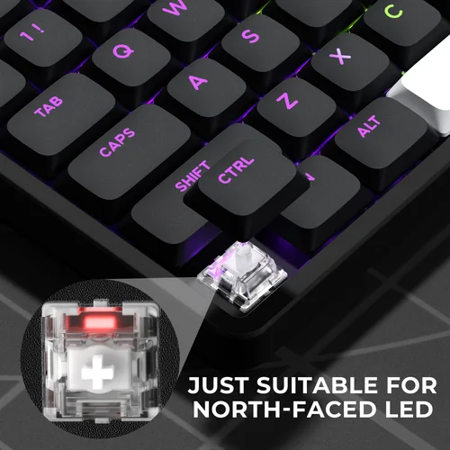 Imagen 2 del producto XVX BOW Shine Through teclas de perfil bajo Skyline R2 tapa de llave PBT de doble disparo Compatible con ASIN US negro/blanco 127 teclas