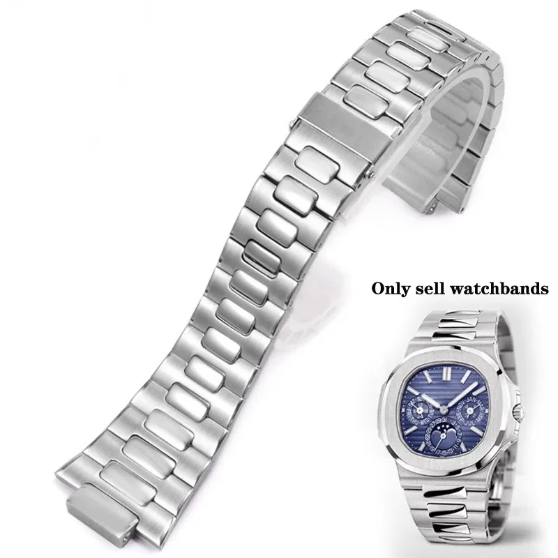 Watch Band For Patek Philippe Nautilus watchstrap men's 5711/1A010 series stainless steel watch chain convex mouth 25*13mm