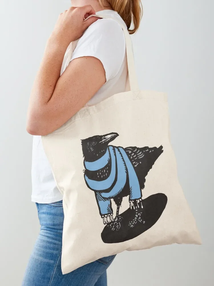 Sky Blue Scarfed crow Tote Bag women bag Big bag women canvas bags