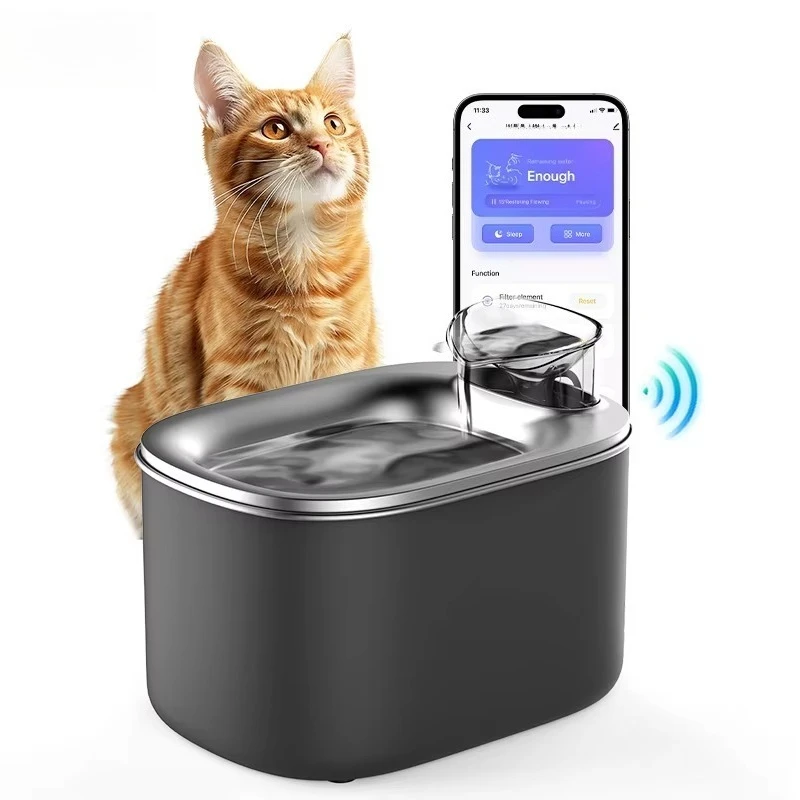 

Cat Water Fountain Stainless Steel Tray Automatic Flowing Ultra Quiet Pet Drinking Water Fountain Dispenser
