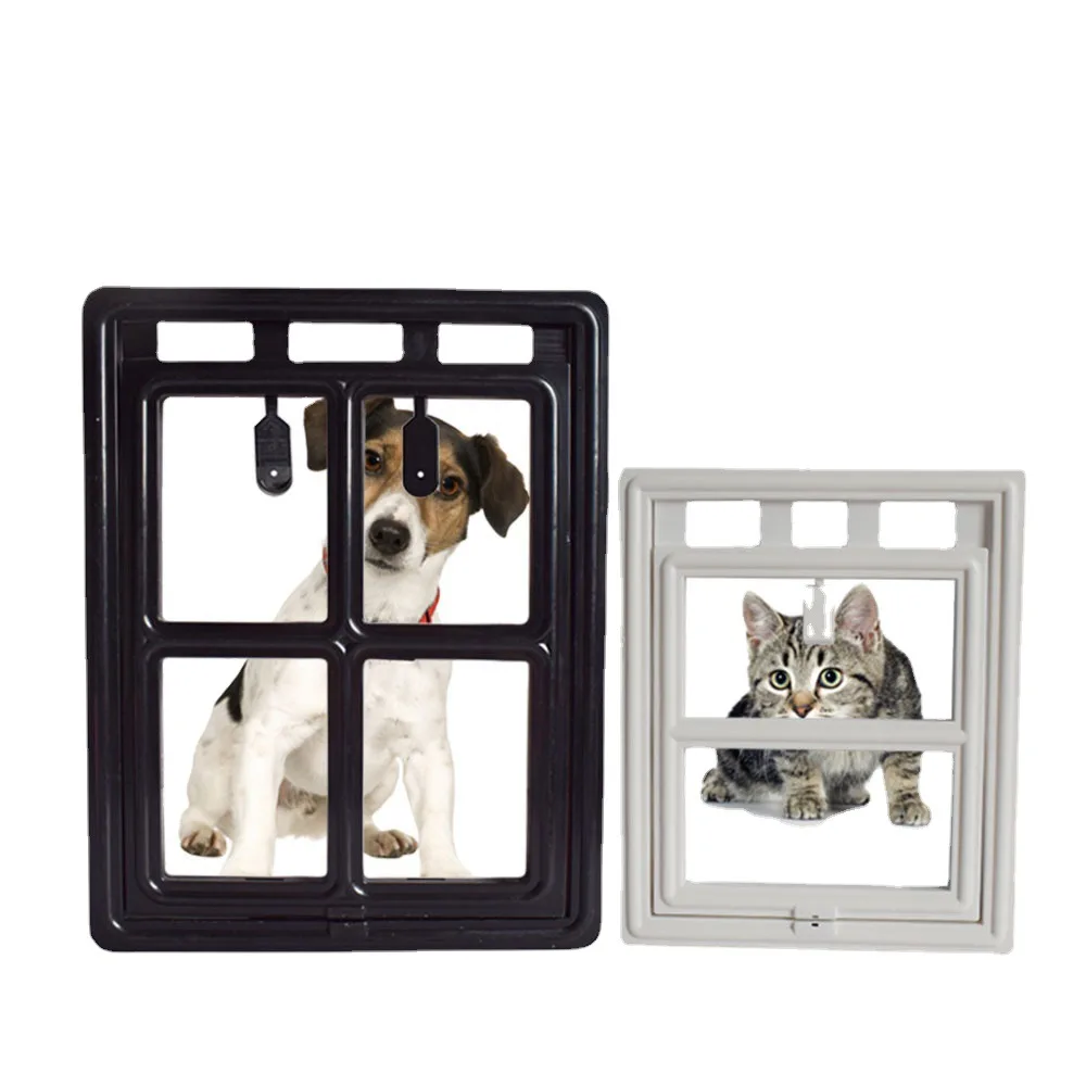 

Lockable Plastic Pet Door for Mosquito Proof Screen Window Security Flap Gates Pet Tunnel Dog Fence Free Access L