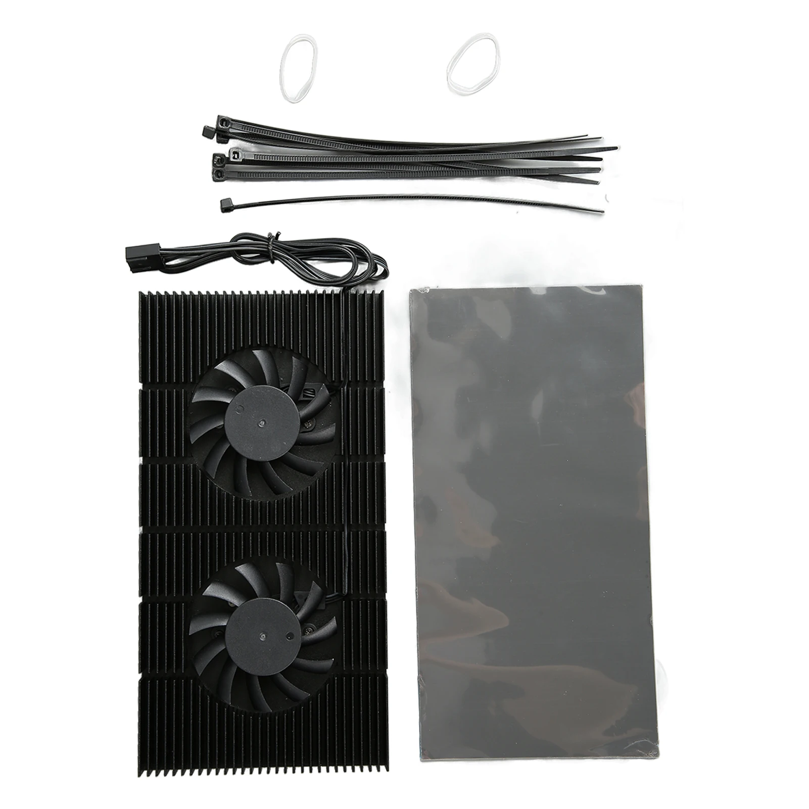 

Backplate Radiator Fast Heat Sink Dual Fan 4 Pin GPU Backplate Radiator Easy Installation Aluminum Alloy for RTX3090 3080 3070