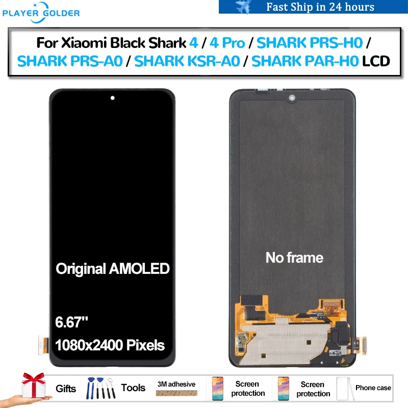 

Original AMOLED For Xiaomi Black Shark 4 4 Pro PRS-H0 KSR-A0 PAR-H0 Pantalla lcd Display Touch Panel Screen Digitizer Assembly