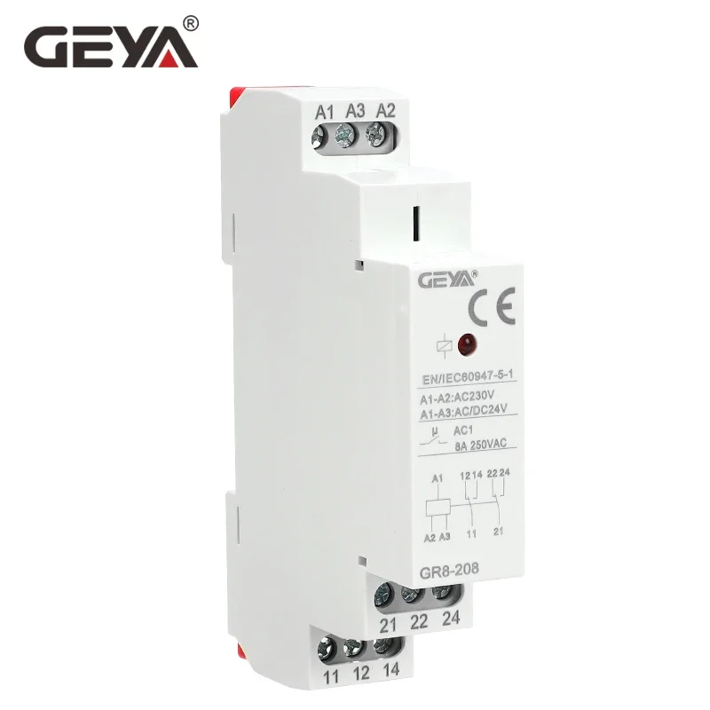 GEYA GR8 AC110V 230V Intermediate Relay Auxiliary Relay 8A 16A SPDT Electronic Relay Switch