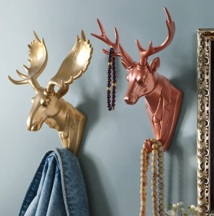 Creative Creative Animal Head Decorative Hook Resin Deer Head Wall Decoration Wall Hanging Entrance Key Wall Clothes Hook