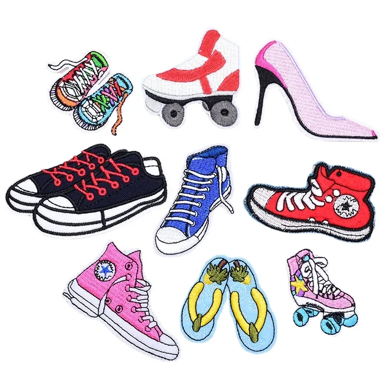 50pcs/Lot Luxury Embroidery Patch Fashion Sneaker Skate High Heels Slipper Clothing Decoration Accessory Craft Diy Applique