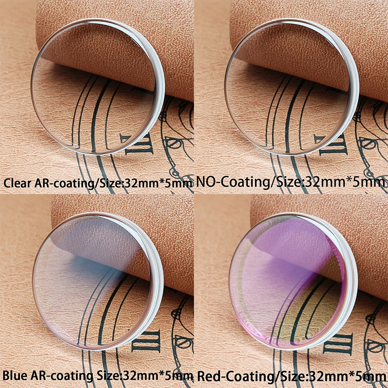 

Зеркальные Запчасти для часов 32*5 мм, Сменные аксессуары для часов с голубым/красным/прозрачным AR покрытием, аксессуары для часов