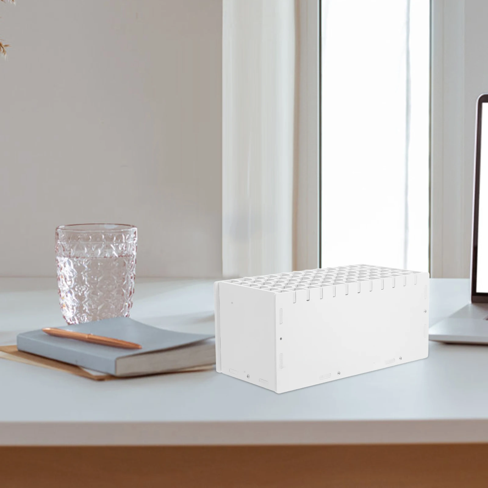 

72 Grids Large Capacity Pen Holder Marker Organizer Wood Plastic Board White Color Desk Storage Rack Stylish Practical Easy