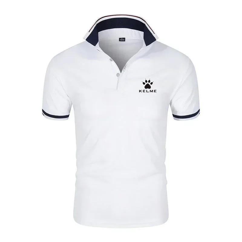 

Brand KELME Quality 100% Cotton Men's T-shirt Solid Body POLO Shirt Fashion Design V-neck Casual Short-sleeved Men's Clothing