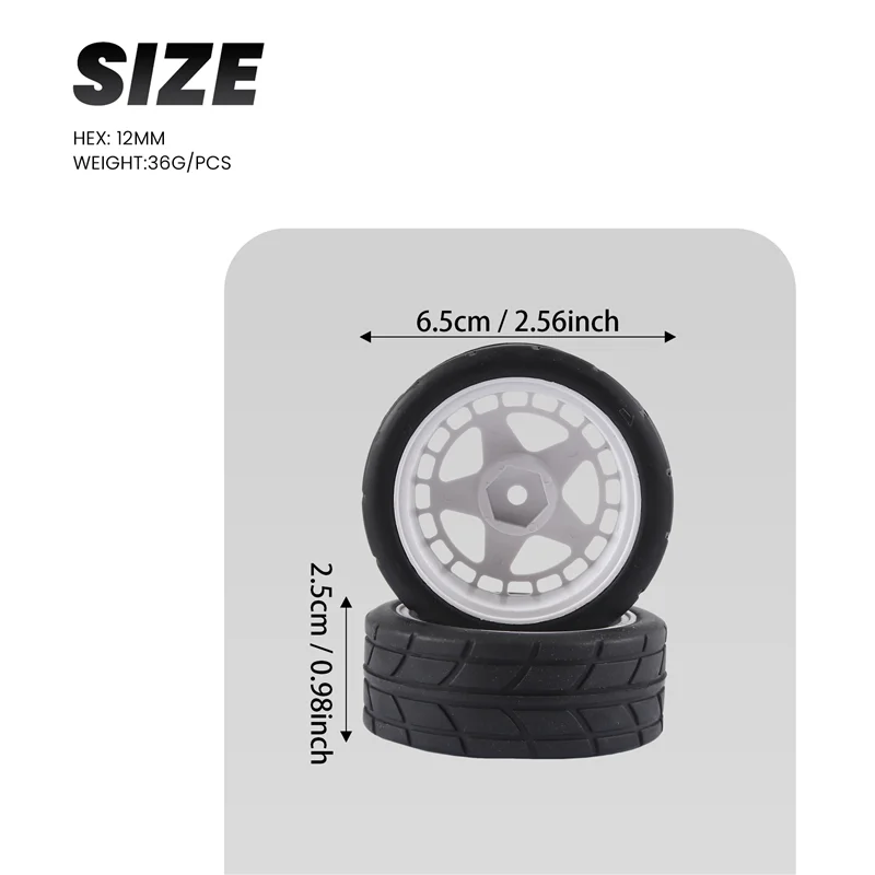 ABDE-4PCS 12mm hex 65mm pneus de roda de borracha para tamiya XV-01 TT-01 TT-02 lc racing PTG-2 hpi wr8 hsp 1/10 rc carro