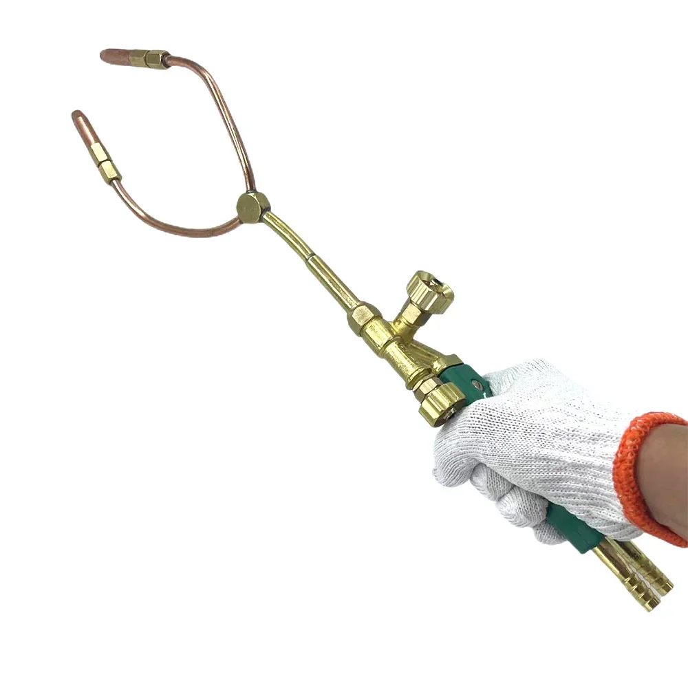 H01-6 Double Head Oxy-Propane Welding Torch for Bendable Copper Welding, Air Conditioning Repair Tool