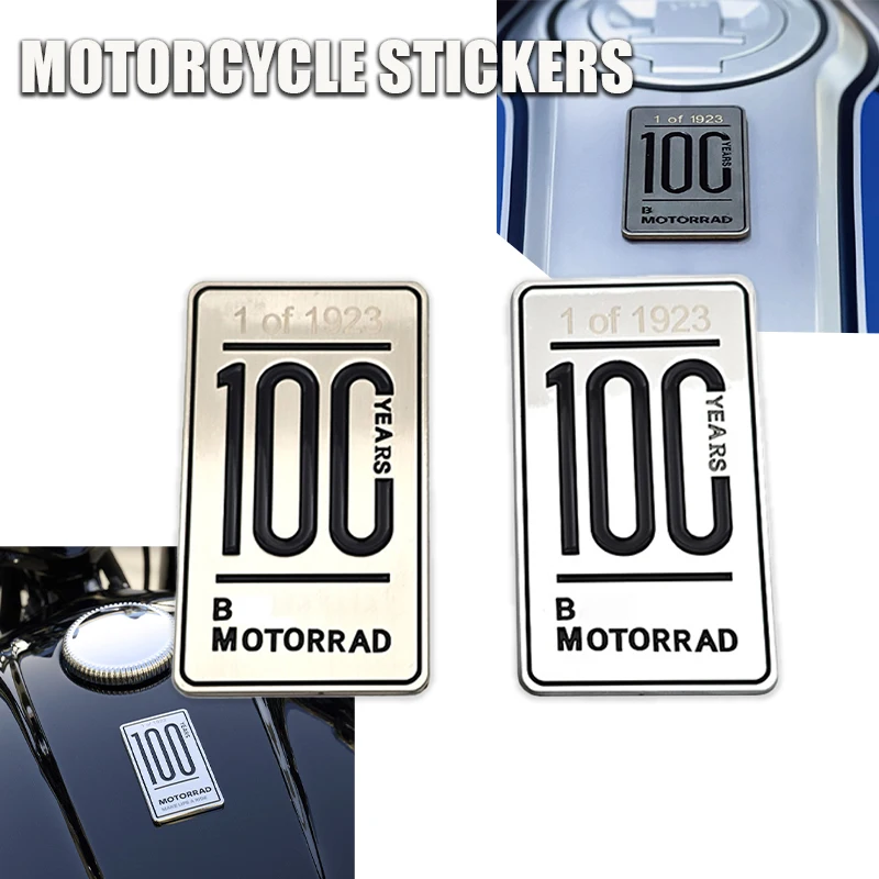 For BMW R 18 R12 R9T RnineT R12 R18 R1250GS 719 Motorcycle 100 Years Metal Badge Sticker 3D Wire Drawing Metal Sticker