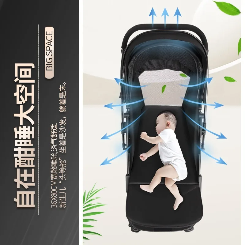 Can sit and lie down in summer light folding two-way high landscape four-wheeled shock absorber baby hand stroller