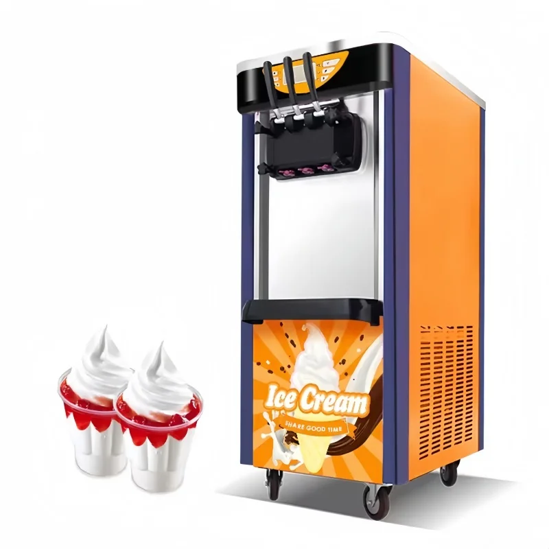 Commercial Automatic Soft Serve Ice Cream Maker Machine New Home Use Three Flavors Yogurt Milk Chocolate Water Economical Motor