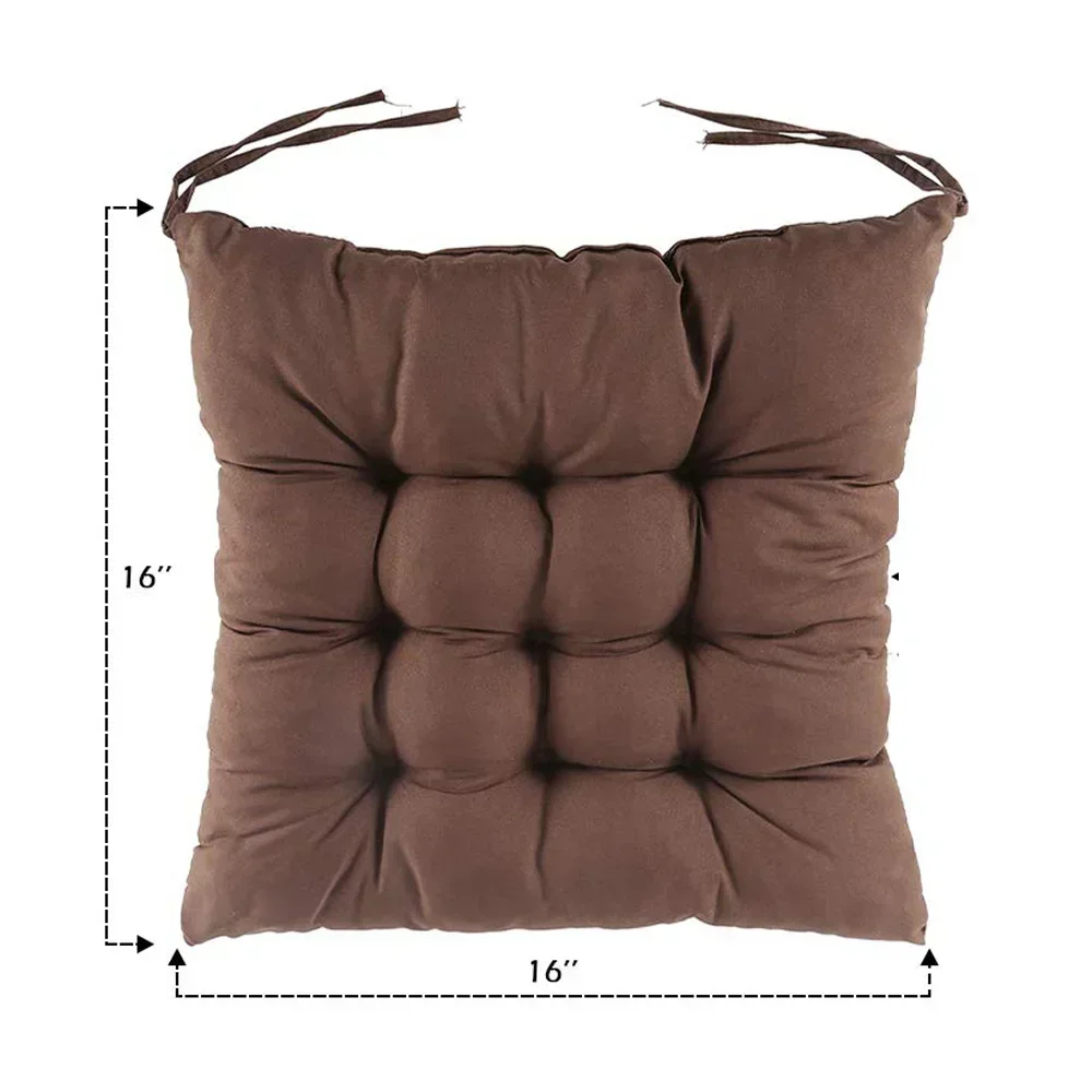 4PCS Square Cushion Comfortable with Ties Thickened Non-slip Dining Chair Cushion for Restaurant Living Room Office Chair