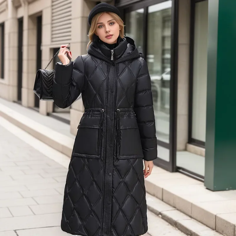 Abrigo acolchado de algodón grueso para mujer, chaqueta holgada de longitud media con capucha, abrigo de nieve coreano, novedad de invierno, 2024