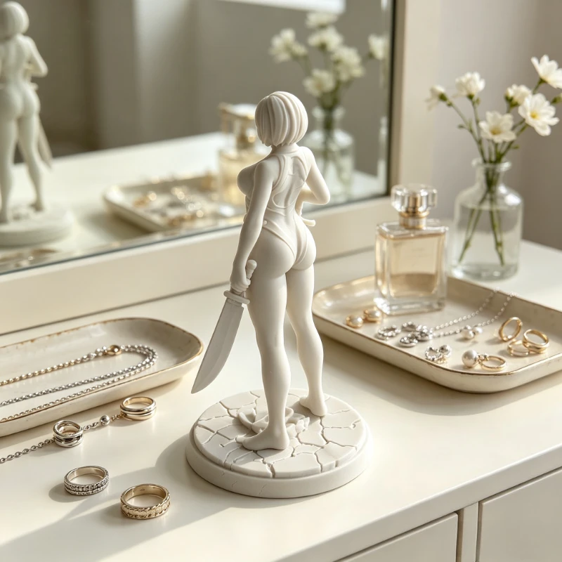 1PCS 3D Relief Nier Automata 2B Figure Ornament, DIY Paint Collectible Statue | Centerpieces, Party Supplies, Decorations view 4
