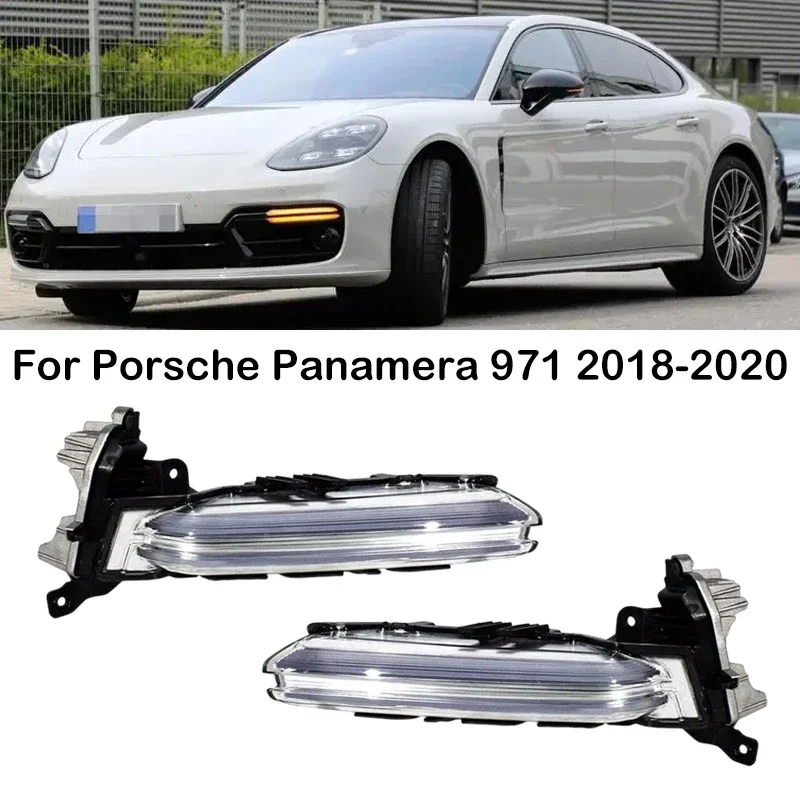 New！ For Porsche Panamera 971 2018 2019 2020 LED Car Front Bumper Daytime Running Light DRL Front Fog Laight 971953041D 97195304