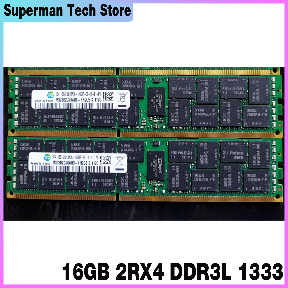 1Pcs M393B2G70AH0-YH9 For Samsung RAM 16G REG Server Memory 16GB 2RX4 DDR3L 1333