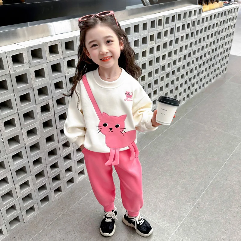 

Spring Autumn Children Clothing Sets for Girls Pullover Sweatshirt Pants 2 Pcs Suit Cartoon Baby Clothes Outfits Kids Tracksuits