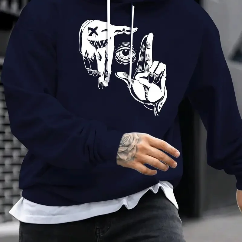 السترة الرجالية الجديدة لربيع وخريف 2025 هي طباعة عين إيماءة ثلاثية الأبعاد عصرية ناعمة ومريحة