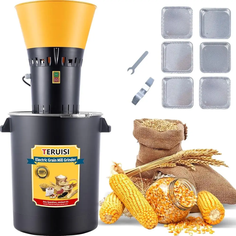 

60L Grain Mill Grinder, 15.8 Gallons Electric Grain Mill Corn Grinder, 1500W Dust-ree Dry Cereals Grinders with Detachable Hoppe