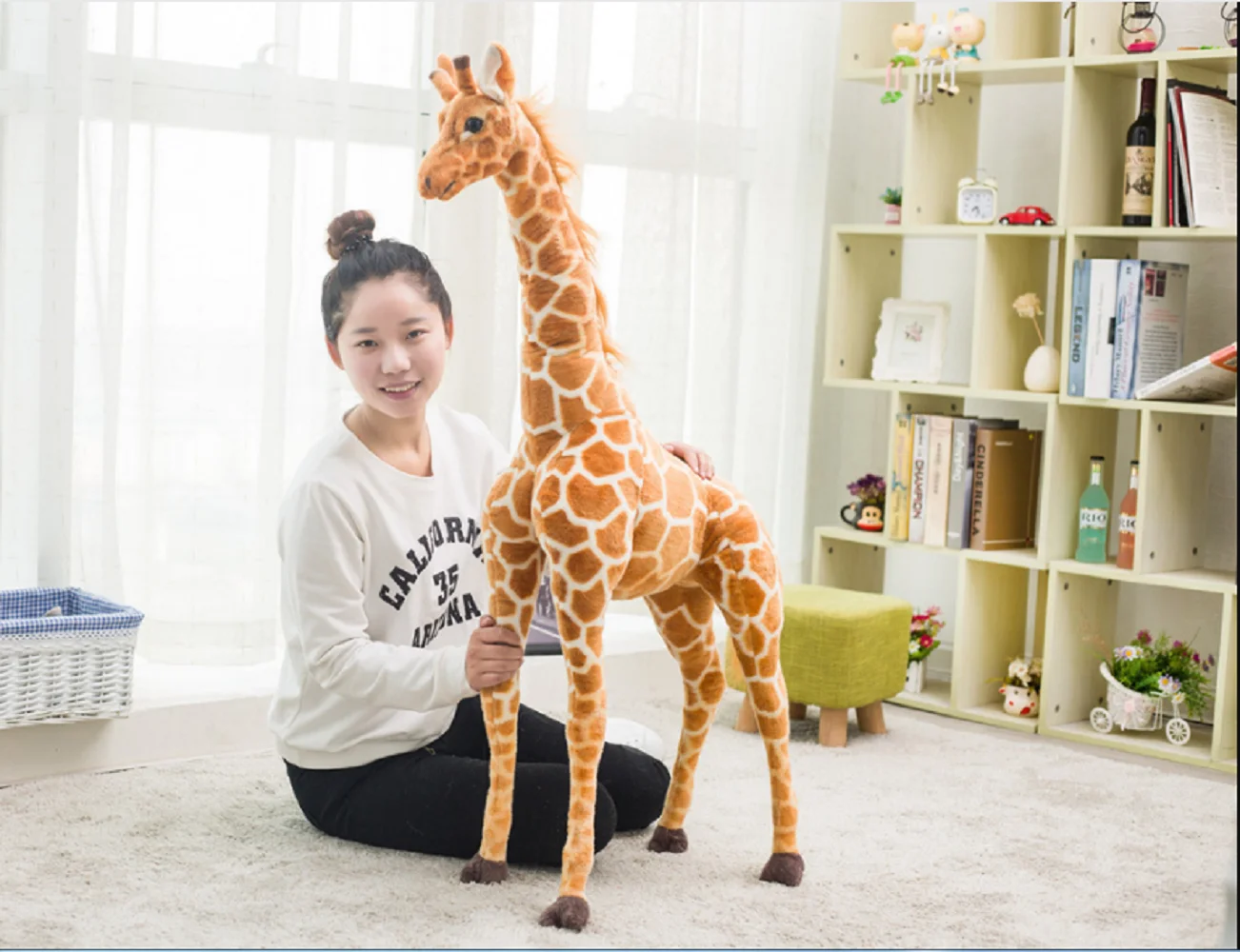 

middle plush simulation giraffe toy lovely standing giraffe doll gift about 96cm