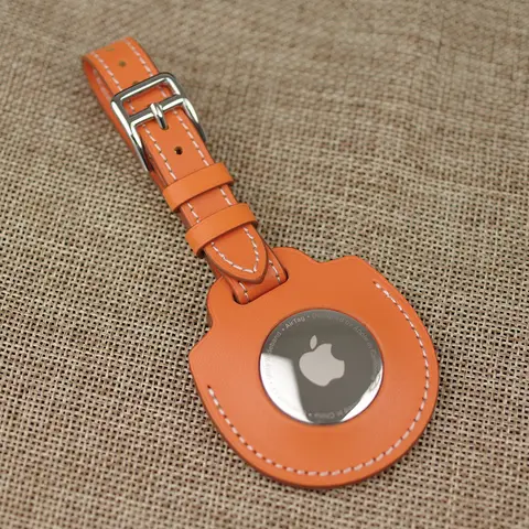 Leather AirTag Case Protector Cover Anti-Scratch Anti-Fall Sleeve Keychain Key Ring For Apple Air tag Tracker Device Shockproof