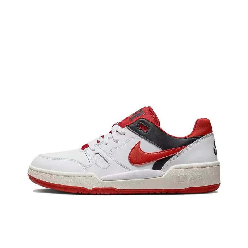 Nike Full Force Low leather, stylish, comfortable, slip-resistant, shock-absorbing, low-top, sneakers, men's shoes, white and bl