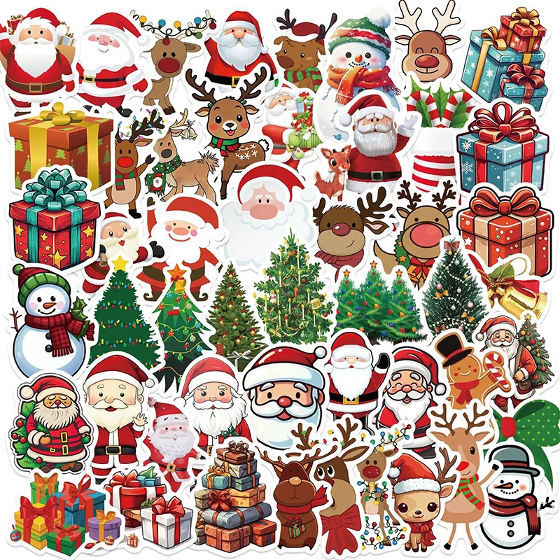 

[YU]50PCS Kawaii Cartoon Christmas Art Aesthetic Stickers Pack For Kids Toy Diary Laptop Scrapbook Decoration Graffiti Sticker