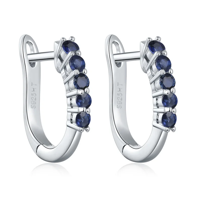 

Natural Precious Blue Sapphire 925 Sterling Silver Earring for Women 0.4 Carats Genuine Gemstone Jewelry