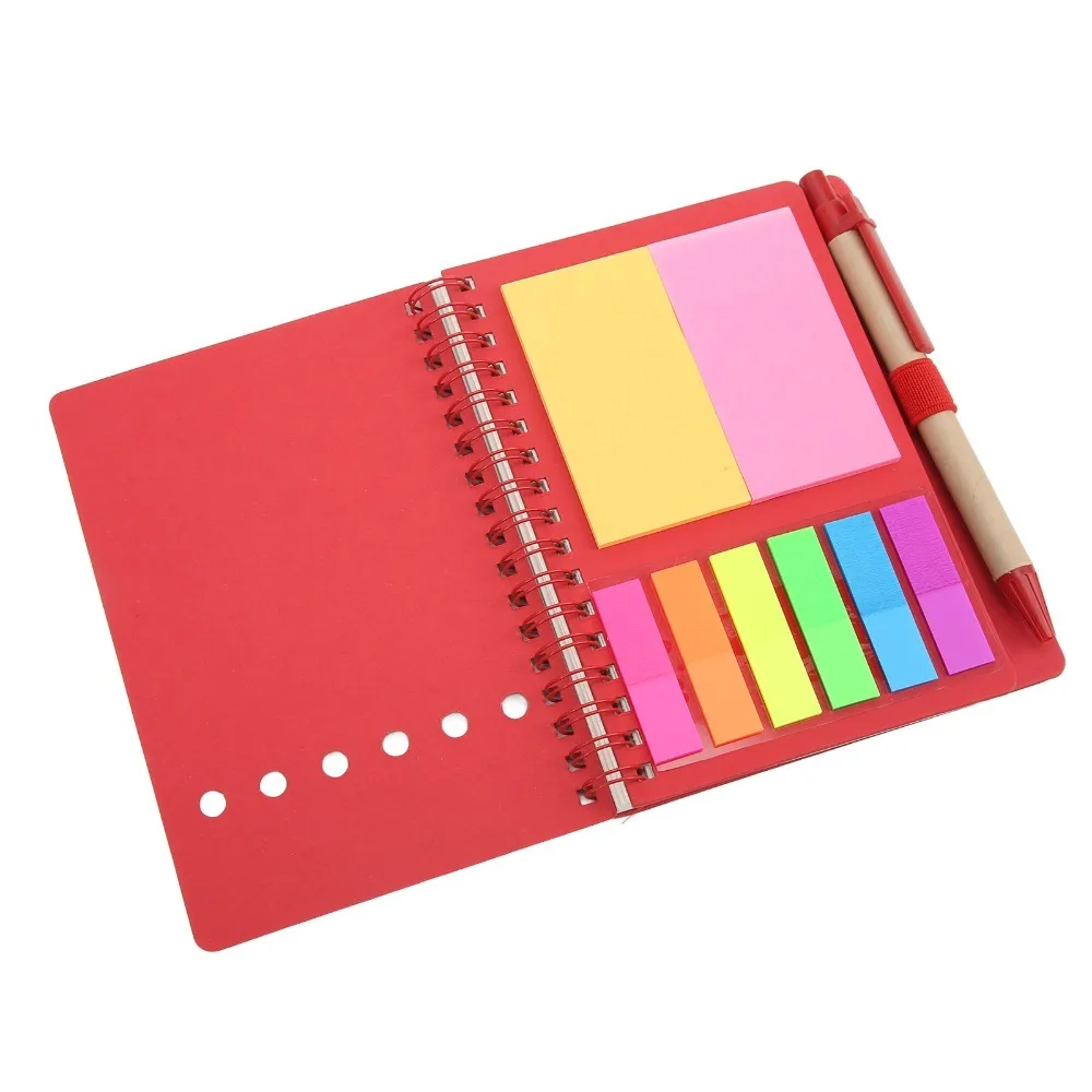 Kraft Paper Spiral Notebook Tearable Multi Colors Tearable Notepad Coil Bound Rectangular Kraft Paper Notebook Desktop Reminder