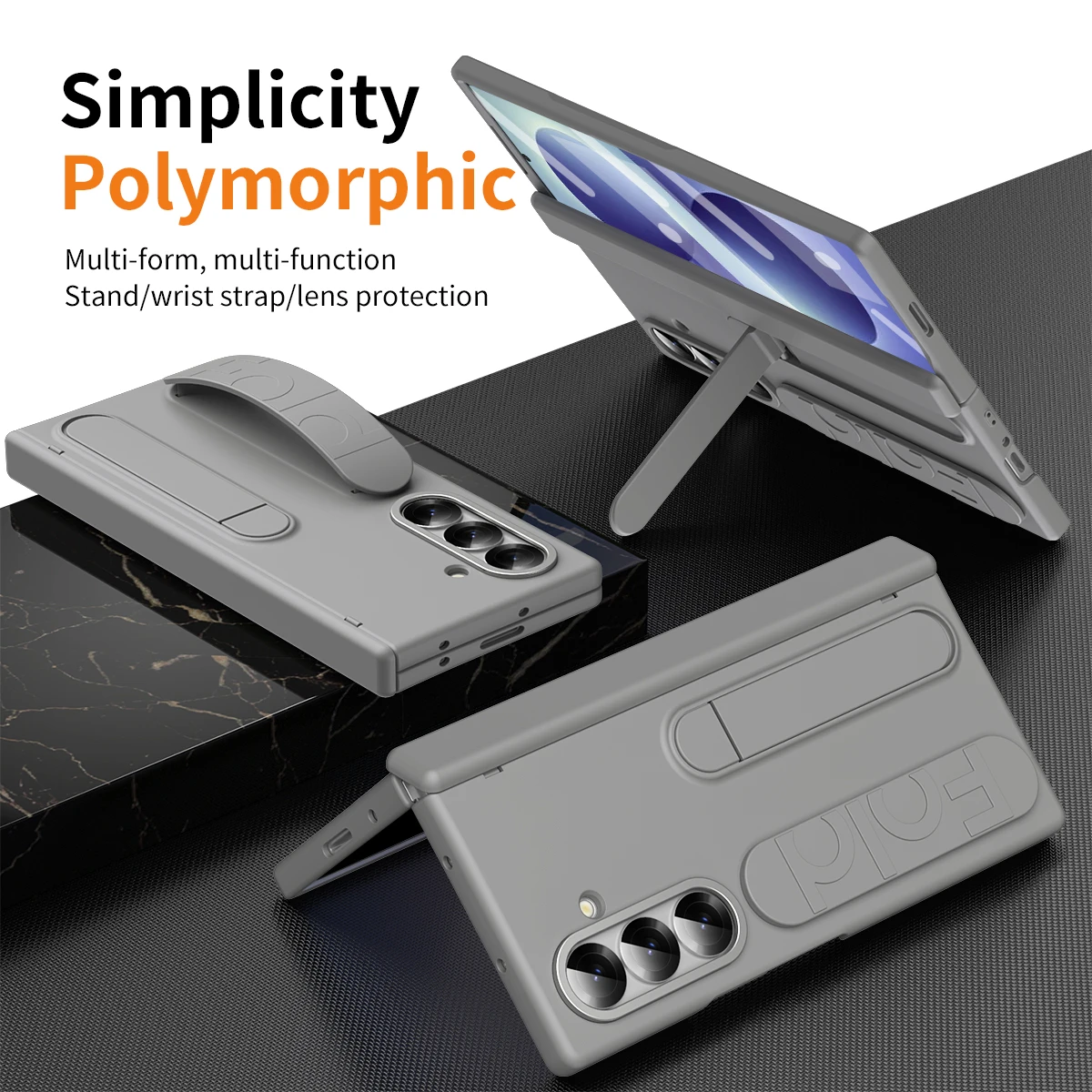 For Samsung Galaxy Z Fold 7 8 Ultra Wristband Bracket Phone Case Front Protection Film PC Hard Shell Protection Hinge Back Cover