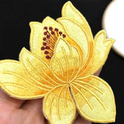 9 Colors Vintage Exquisite Embroidered Lotus Cloth Patch Cheongsam Decorative Flower Accessories DIY Iron on Patches for Clothes