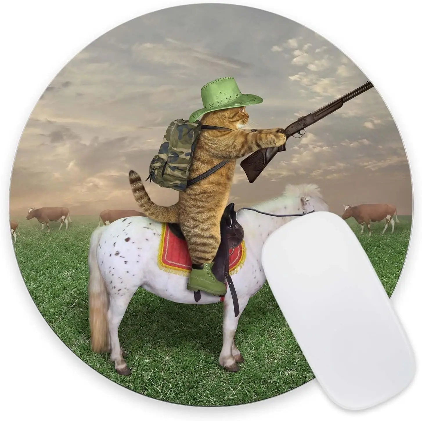 Moderate thickness Round mouse pad Funny Cat Gaming Cloth Non Slip Office Computer Desk Mousepad