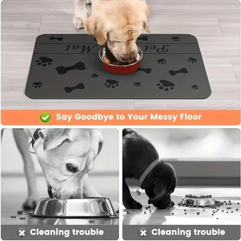 

Waterproof Absorbent Pet Feeding Mat - Quick Dry Pet Placemat For Food And Water Bowl With Rubber Backing For Dog And Cat