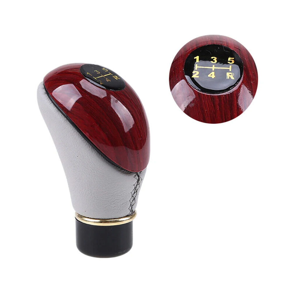 Leather Manual Gear Shift Knob for Car 5 Speed Shifter Lever Handle Fits Most Manual Vehicles Includes Adapter Sizes
