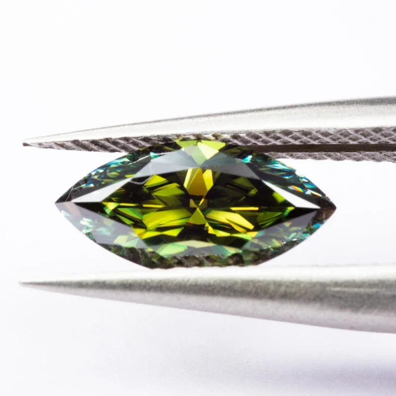 Moissanite Stone Natural Yellow Green Color Marquise Cut Advanced Charms Jewelry Rings Earrings Making with GRA Certificate