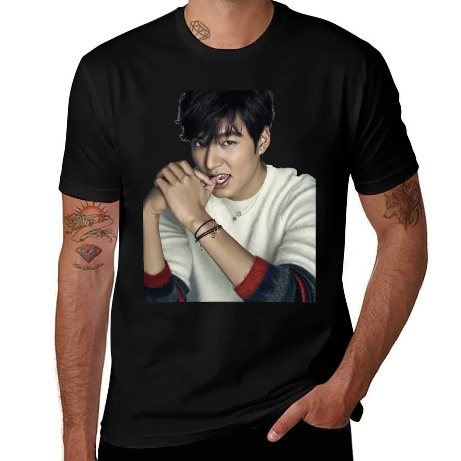 

oppa lee min ho T-Shirt summer shirt luxury clothing labubu summer top blacks black t-shirts for men