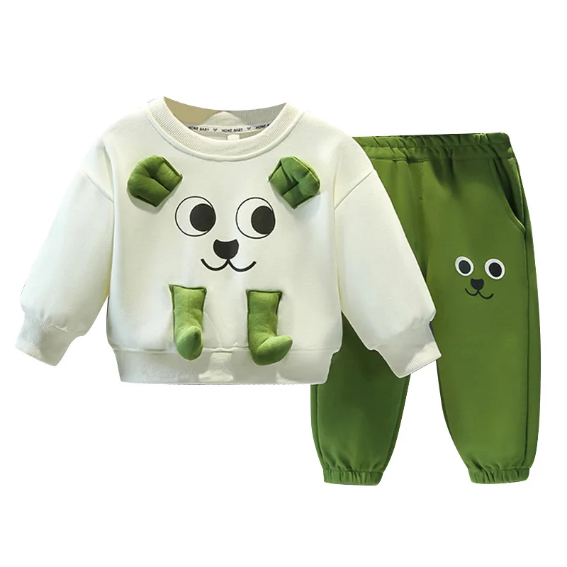 

2024 Autumn Baby Boys 2PCS Clothes Set Cartoon Printed Cotton Pullovers Stretch Loose Pants Suit Toddler Boys Outfits