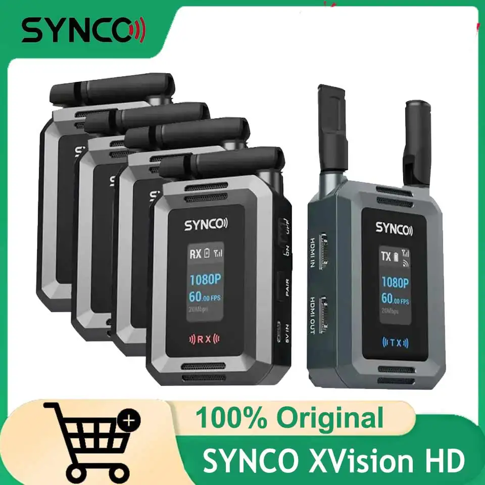SYNCO XVision HD Wireless Video Transmission System 1080P60 UVC Streaming 80ms Low Latency Zero Noise for Camera/Smartphone/PC