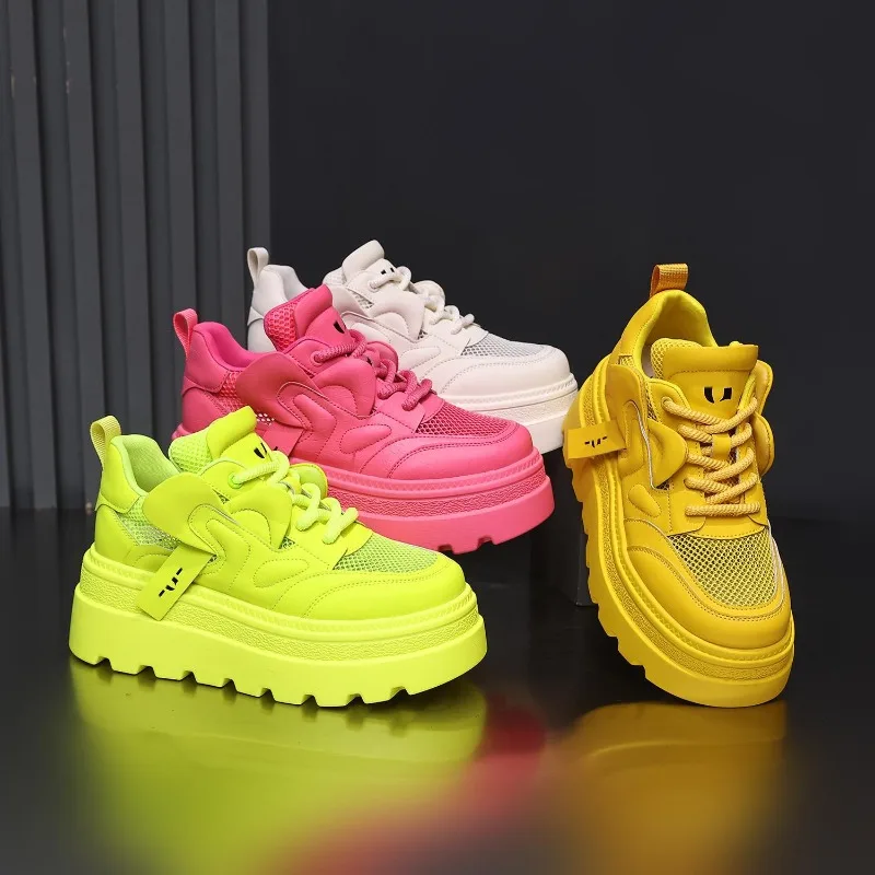 

Platform Fluorescent Casual Lightweight Single Shoes Women 2026 Summer Heightened Breathable Versatile Sneakers