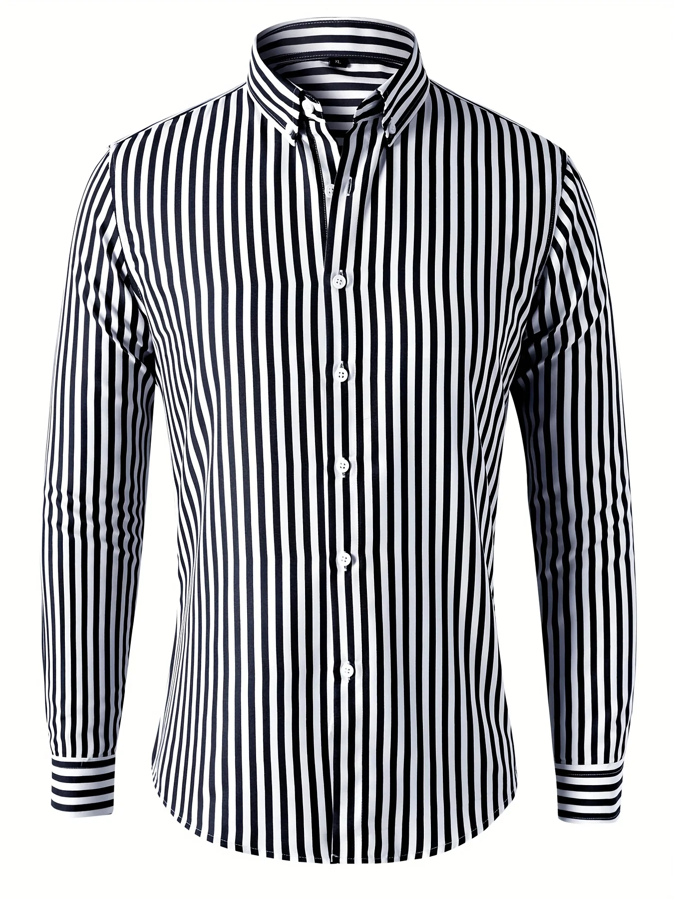 Fashion Stripe Print Herren Casual Button Down Langarmhemd, Frühling Sommer Herbst Herren bekleidung, Herren oberteile