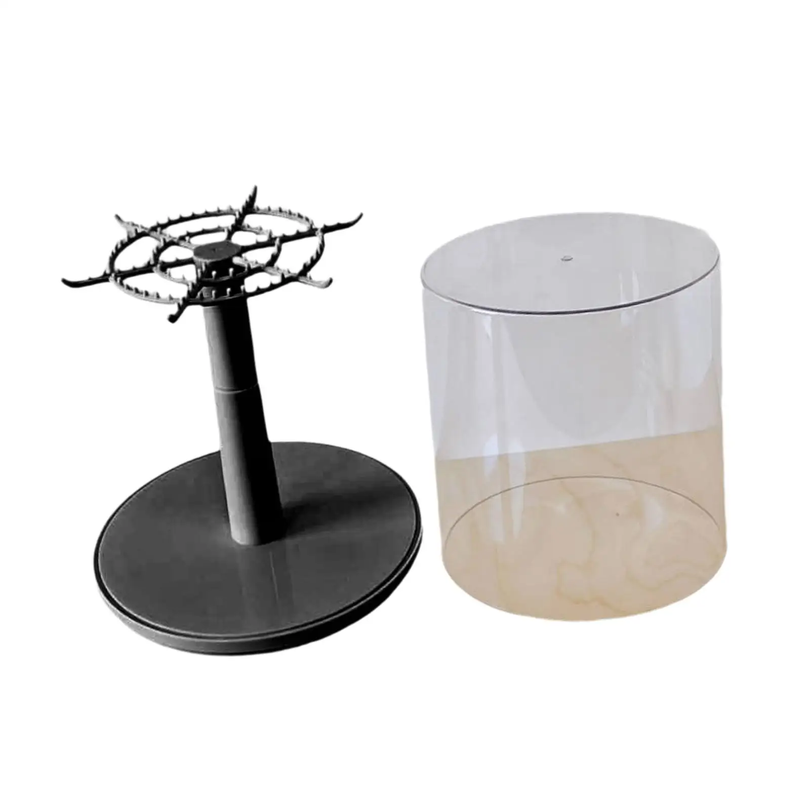 Dustproof Rotating Figures Display Case Clear Doll Stand Stackable Organizer for Miniature Dollhouse Games