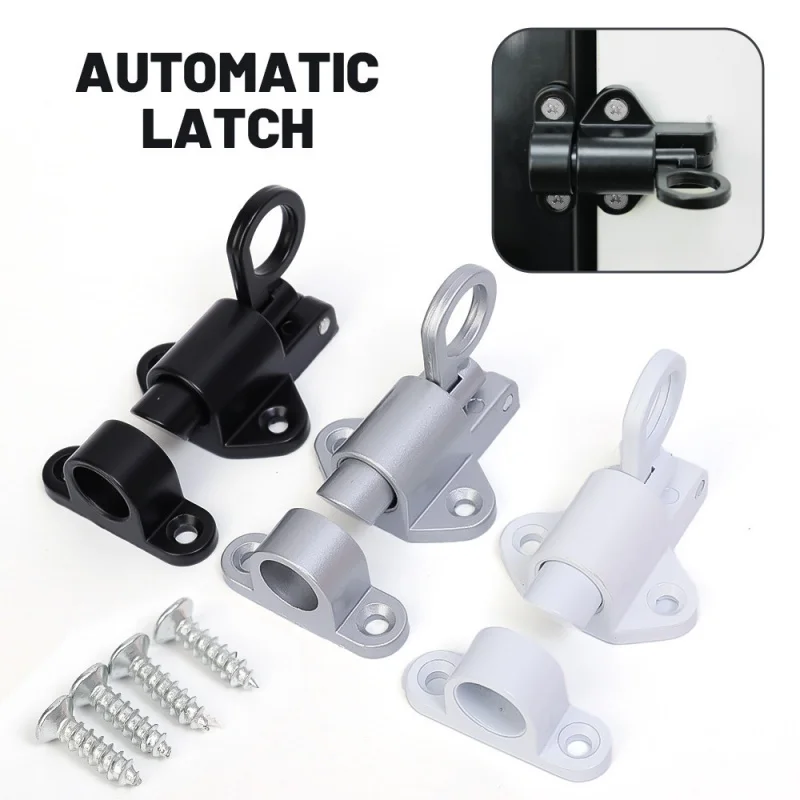 Multi-purpose Spring Door Window Bolt Lock Automatic&Self-closing Security Durable Bounce Mechanism with Safety Pull Ring Latch