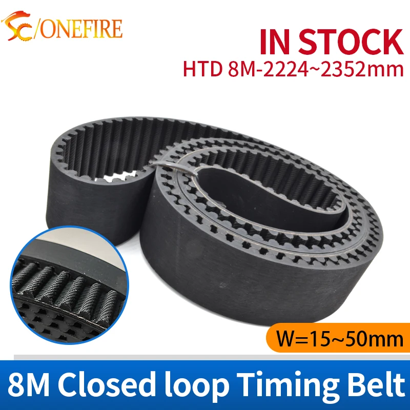 

HTD 8M Rubber Timing belt Length 2224/2240/2248/2256/2272/2280/2304/2312/2320/2352mm Width 15~50mm HTD 8M Closed loop beltS