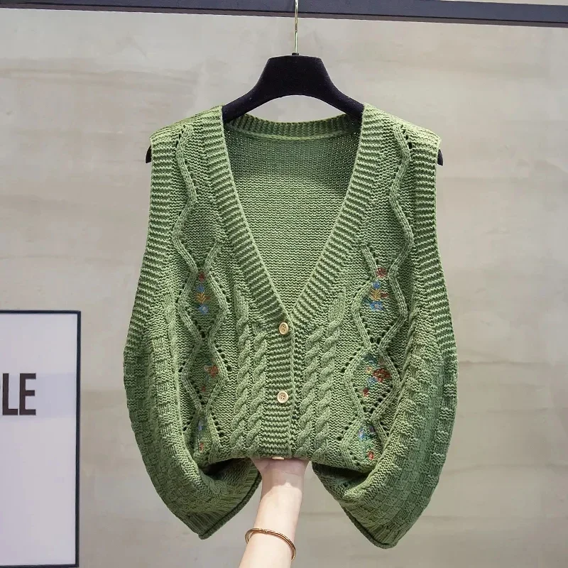 

Fashion Femme Knitting Waistcoat Jacket Leisure Spring Autumn V Collar Sleeveless Elegant Women's Cardigan Sweater Vest 2025