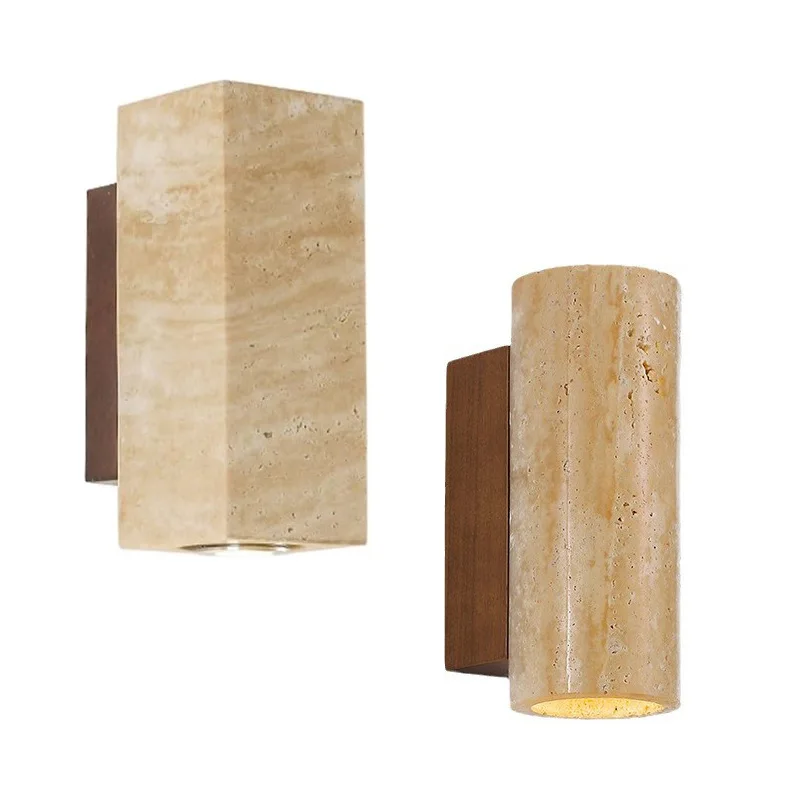 

Yellow Cave Stone Wall Lamp Bedroom Bedside Living Room Background Wall Lamp Japanese Wabi Sabi Style Corridor Lighting Fixture
