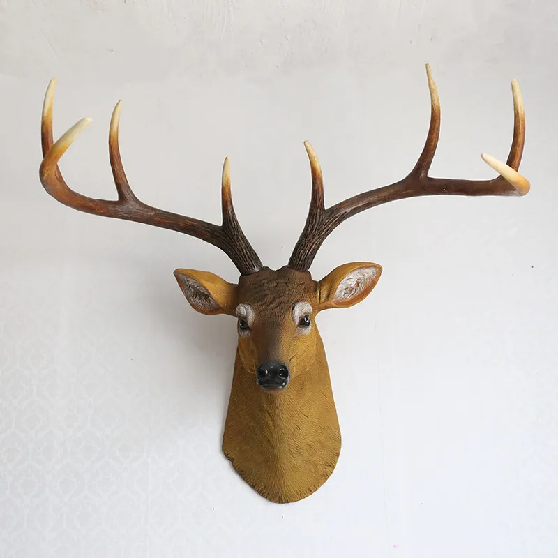 

Factory custom design resin animal head sculpture simulation elk deer sika deer wealth deer wall hanging home art decoration