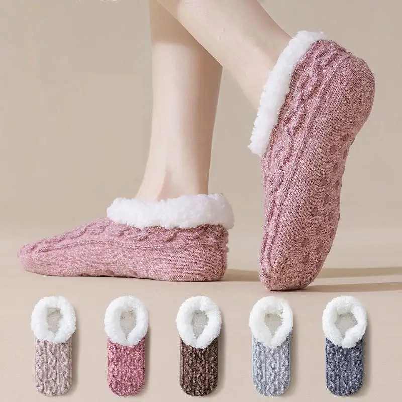 New Home Slippers Socks Winter Thicken Velet Warm Floor Socks Women Snow Socks Sleep Carpet Socks Non-slip Yoga Socks